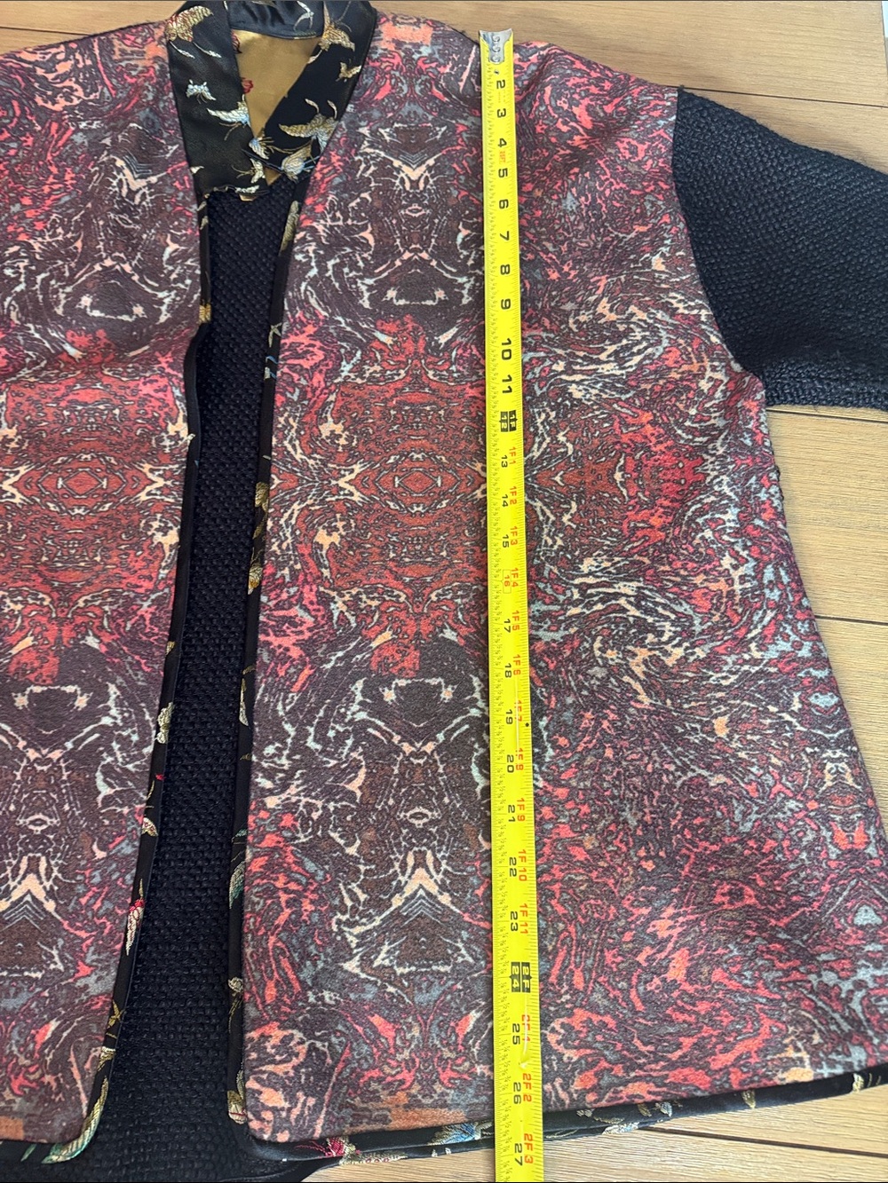 Vintage Wearable Art Mixed Textile Brocade Butterfly Jacket Cardigan - Picture 8 of 10